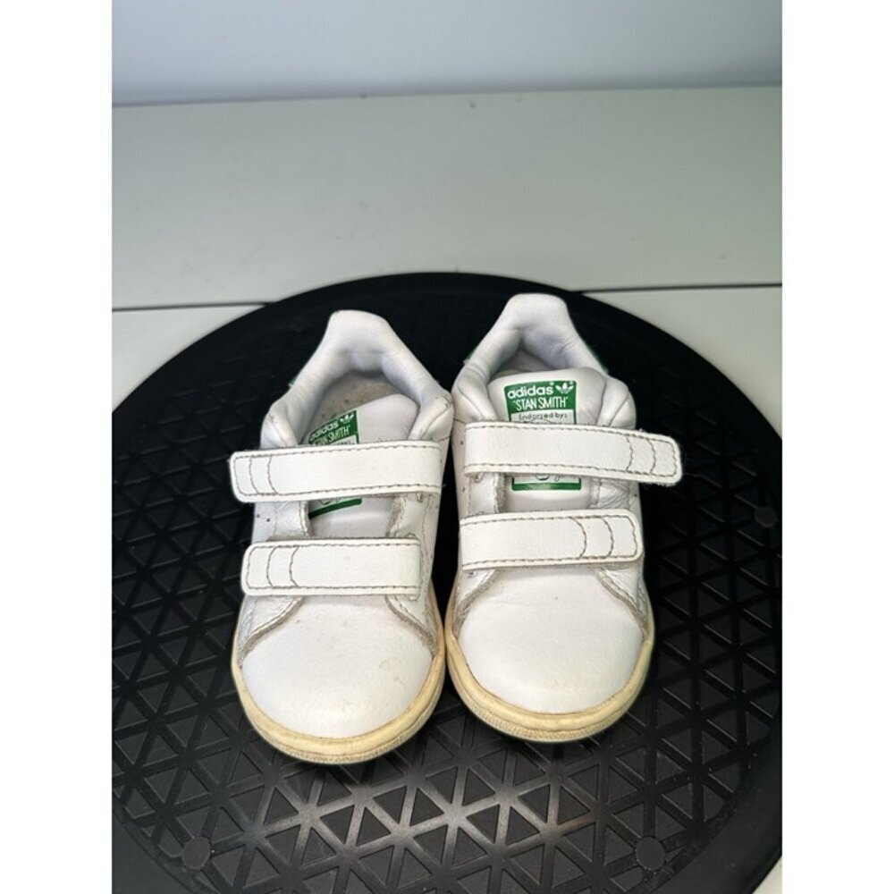 Adidas Stan Smith Toddler Sz 5K Sneaker White Green Hook & Loop - Picture 2 of 6